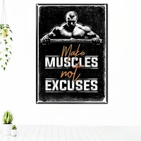 make muscles not excuses motivational poster tapestry wall art fitness bodybuilding workout banner flag stickers gym decoration