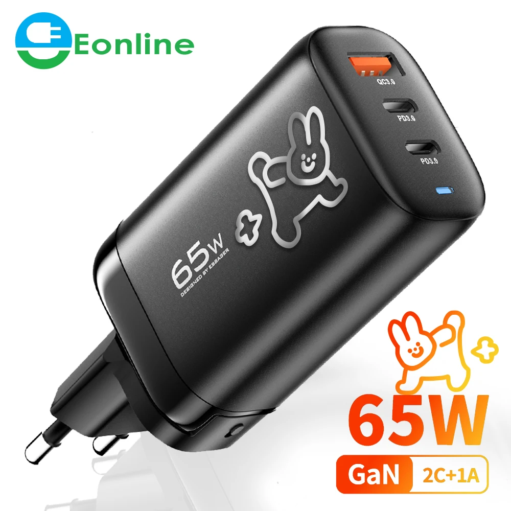 

EONLINE 65W GaN USB Type C Charger For Laptop PPS 45W 25W Fast Charge For Samsung Xiaomi Realme mobilephiPhone14 13 Pro Phone