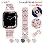 Браслет металлический Алмазный для Apple Watch 7 41 мм 45 мм, браслет из нержавеющей стали для Apple Watch SE 6 5 4 3 40 мм 44 мм 38 мм 42 мм