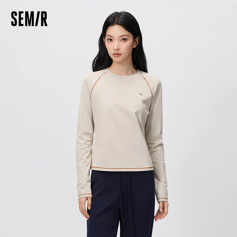 Фото Женская футболка Semir с длинным рукавом реглан, влагоотводящая, быстросохнущая, приталенная, для активного отдыха, осенняя, уличная мода 2026 №1