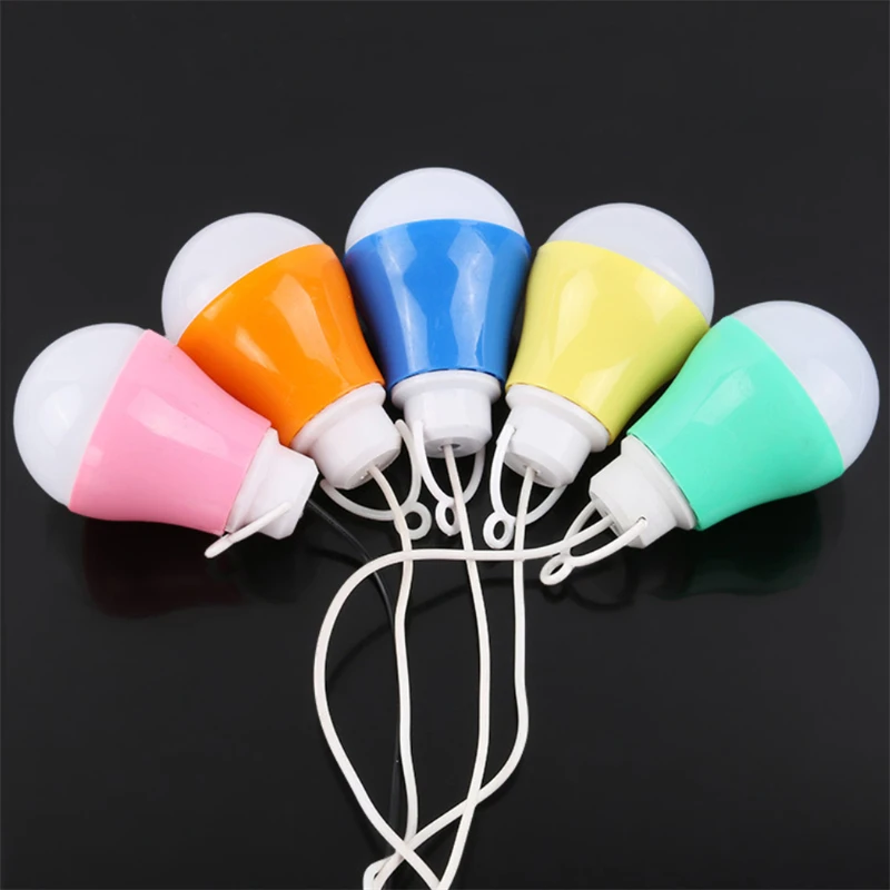 

5W Portable Outdoor Camping LED Bulb White Light Energy Saving Light USB Plug Students Night Reading Lamp With Hook Night Light