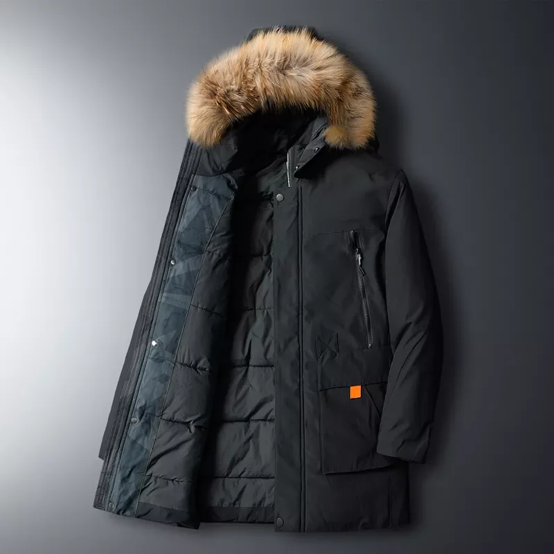 2022New Men 2022 Winter Down Jackets Mens New Casual Long Thick White Duck Down Coats Male Warm Hooded Pockets Outwear Parkas Ja