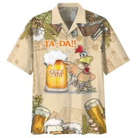 mens shirt loose breathable beach party shirt top short sleeve 5xl unisex 2022 hawaiian shirt 3d chicken beer all over print