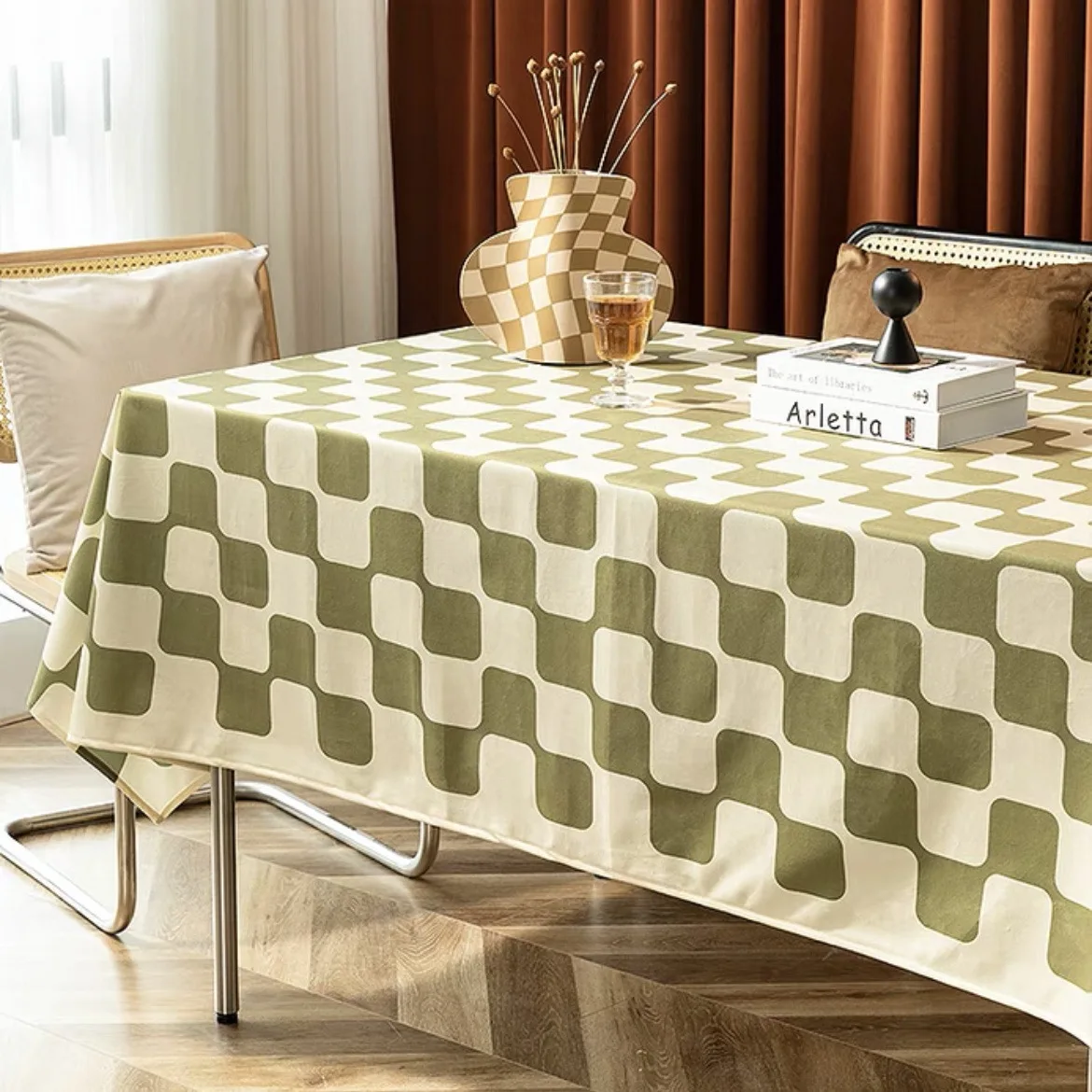 

INS sense tablecloth retro chessboard plaid rectangular dining table cloth tea table tablecloth picnic cloth washable F9R792