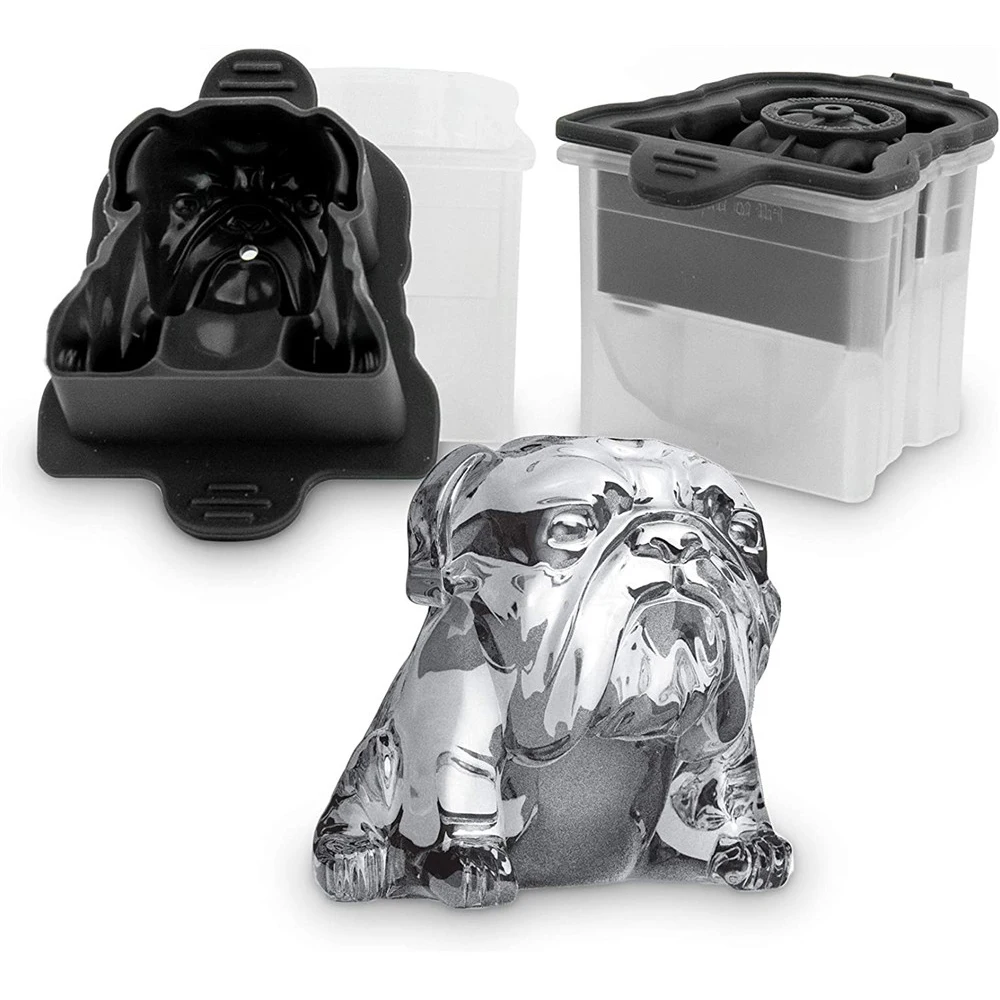 

Bulldog Ice Molds 3D Ice Cube Tray Ice Cube Mold With Sealed Lid Novelty Silicone Ice Cubes For Whiskey Cocktail Party Supplies