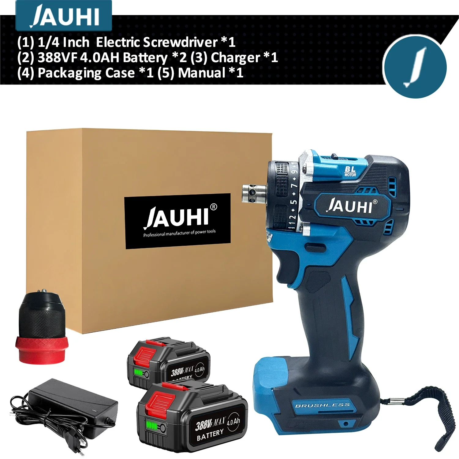 

Бесщеточная аккумуляторная отвертка-дрель JAUHI 2 в 1 280 Нм для аккумулятора Makita 18 В