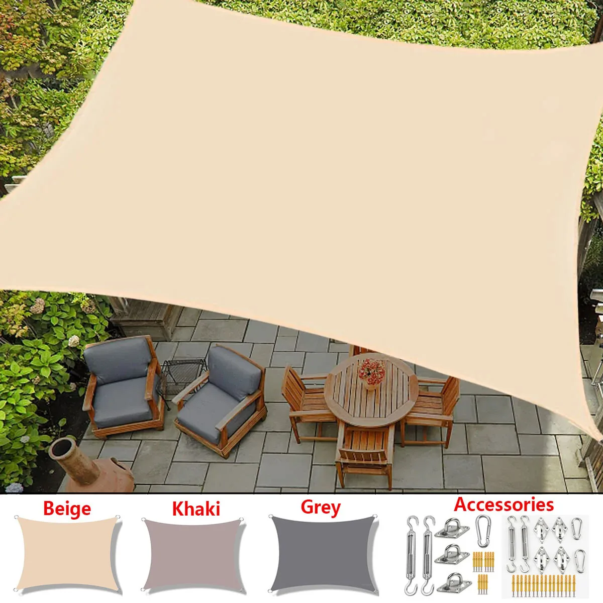

Rectangular patio awning sail, UV resistant waterproof polyester awning for patio awning garden backyard awning
