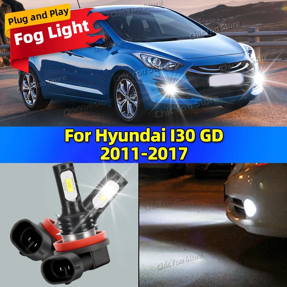 

2X светодиодные автомобильные фары, передняя противотуманная лампа 20000LM, ультра яркая для Hyundai I30 GD 2011 2012 2013 2014 2015 2016 2017 Plug and Play