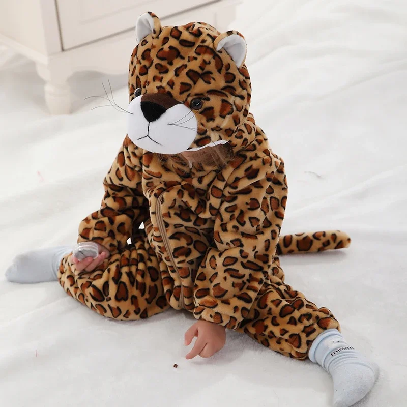 Halloween Animal Leopard Baby Clothes Romper Kigurumis Bodysuit Infant Boy Girl Jumpsuits Winter Cosplay Costume Christmas