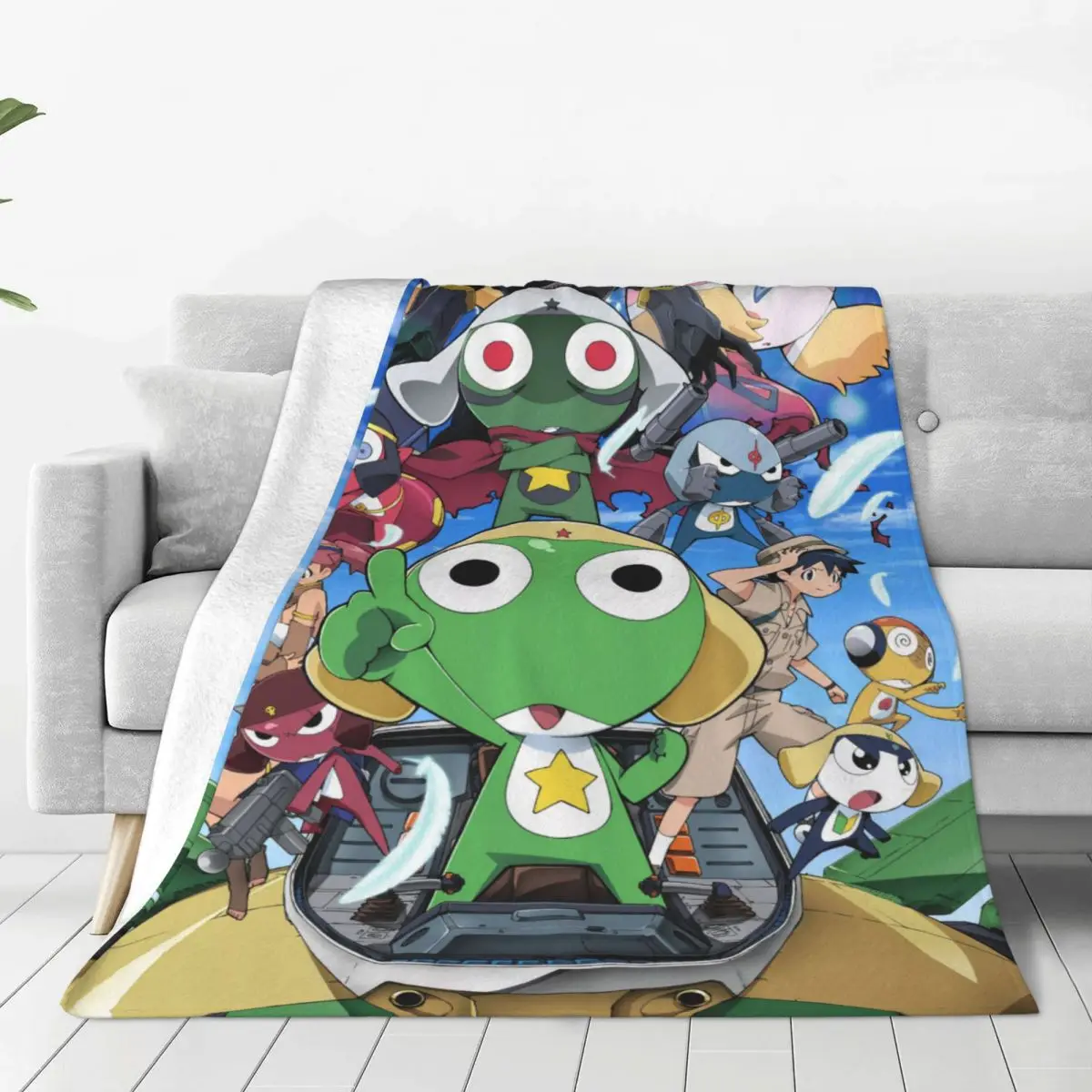 

Anime Keroro Plaid Blankets Sofa Cover Fleece Printed Cartoon Collage Breathable Soft Throw Blankets for Sofa Car Bedspreads