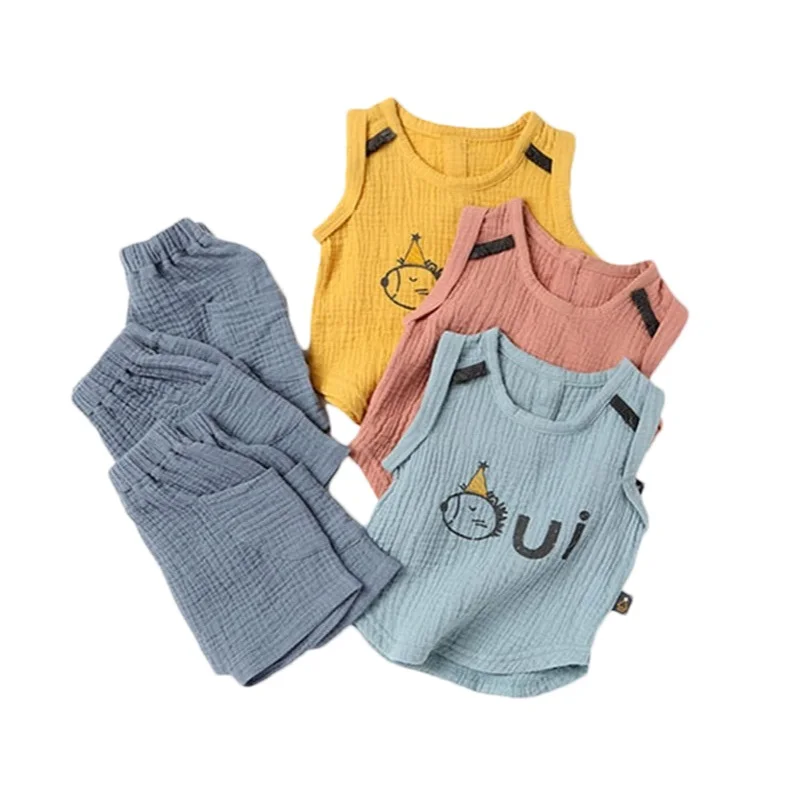 

Baby Boys Girls Clothes Sets 2022 Summer Taddler Cotton Sleeveless T-shirt Pants Kids Children's Clothing Suits For 1-6 Years