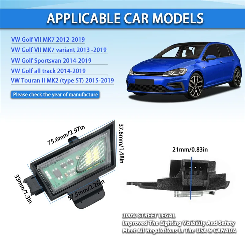 Фото 2 шт. Canbus Белый светодиодный ОД для бокового зеркала, лужайки для VW Golf VII MK7 Sportsvan All Track Touran II MK2, автомобильные аксессуары №1