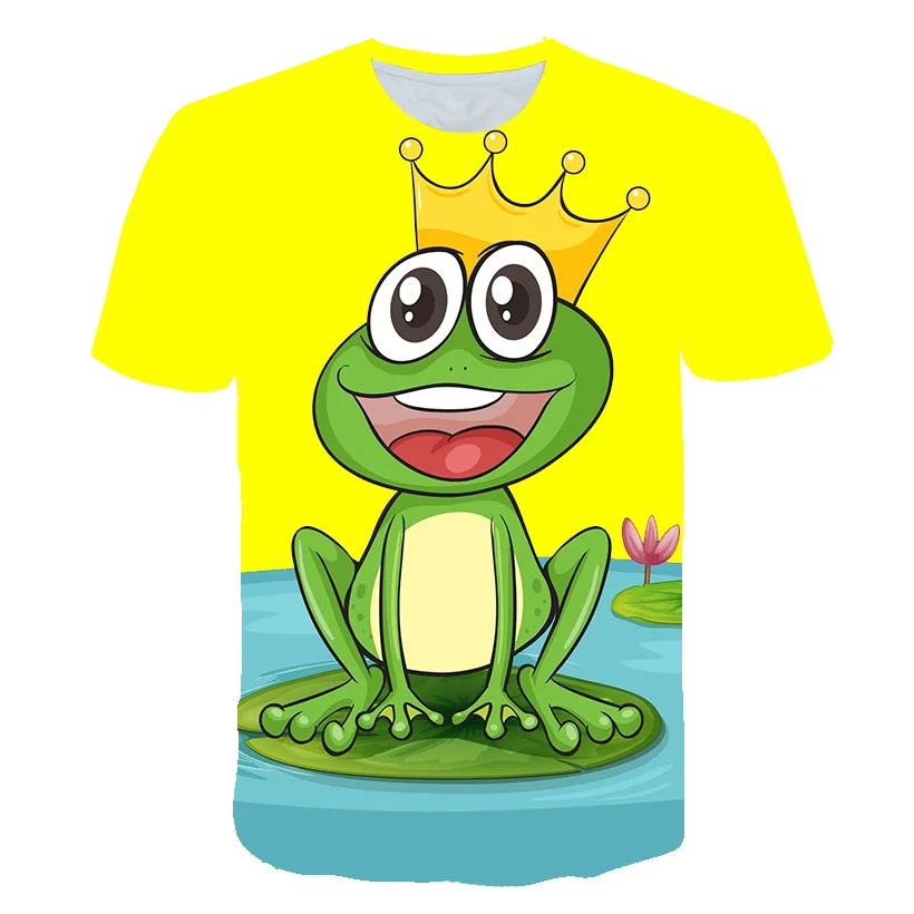 

Summer New Funny Frog Print T-Shirt Men's Hip Hop Funny Animal 3D Printing O-Neck Short Sleeve Shirt Men
