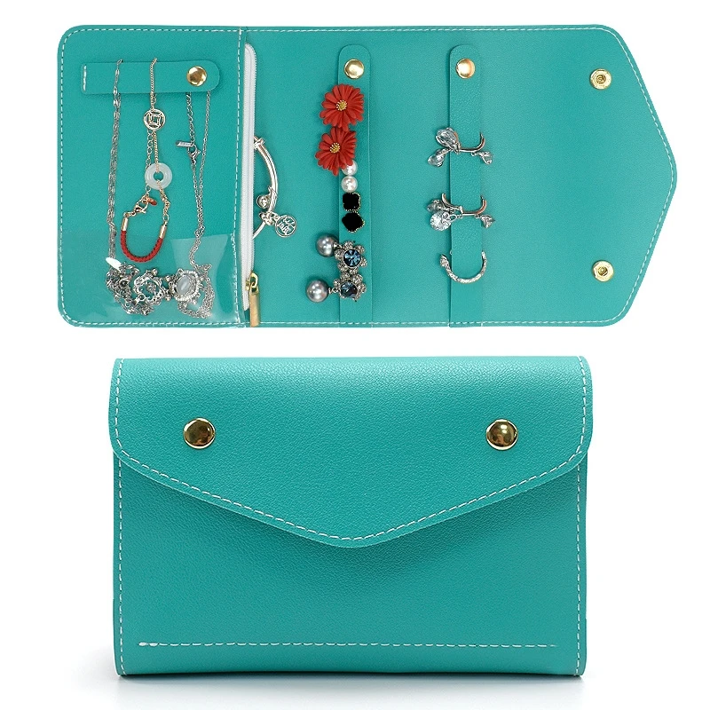 

Roll Foldable Jewelry Packaging Case PU Leather Buckle for Travel Portable Ring Necklace Earrings Bracelet Organizer Storage Bag