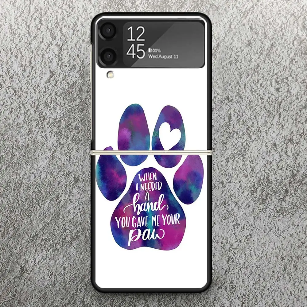 Фото Чехол с изображением собачьей лапы, милый чехол с рисунком для Samsung Galaxy Z Flip 3 4 5 6, флип-чехол для телефона ZFlip6 Flip5 Flip4 Flip3, черный Жесткий чехол с рисунком №5
