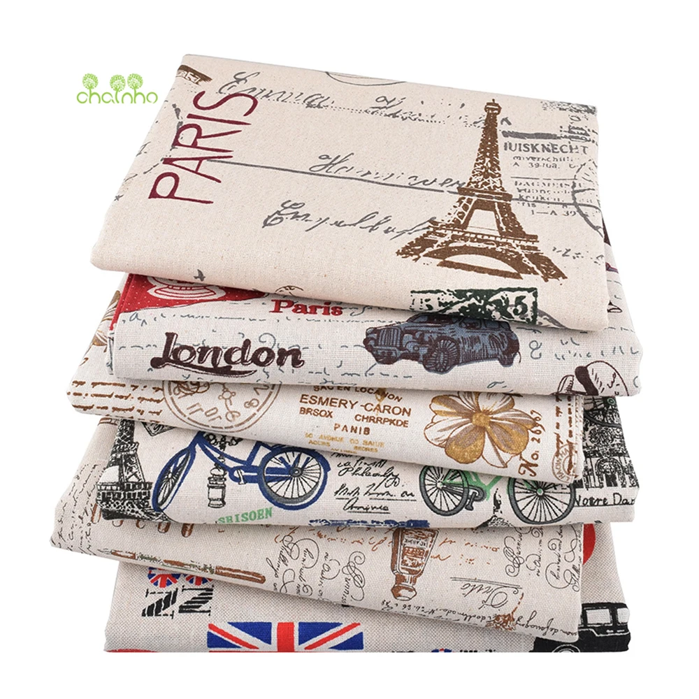 Chainho ткань из хлопка и льна с принтом рукоделие для шитья Лоскутная Ткань дивана