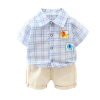 new summer baby clothes suit children boys fashion plaid shirt shorts 2pcssets toddler casual costume infant kids sportswear