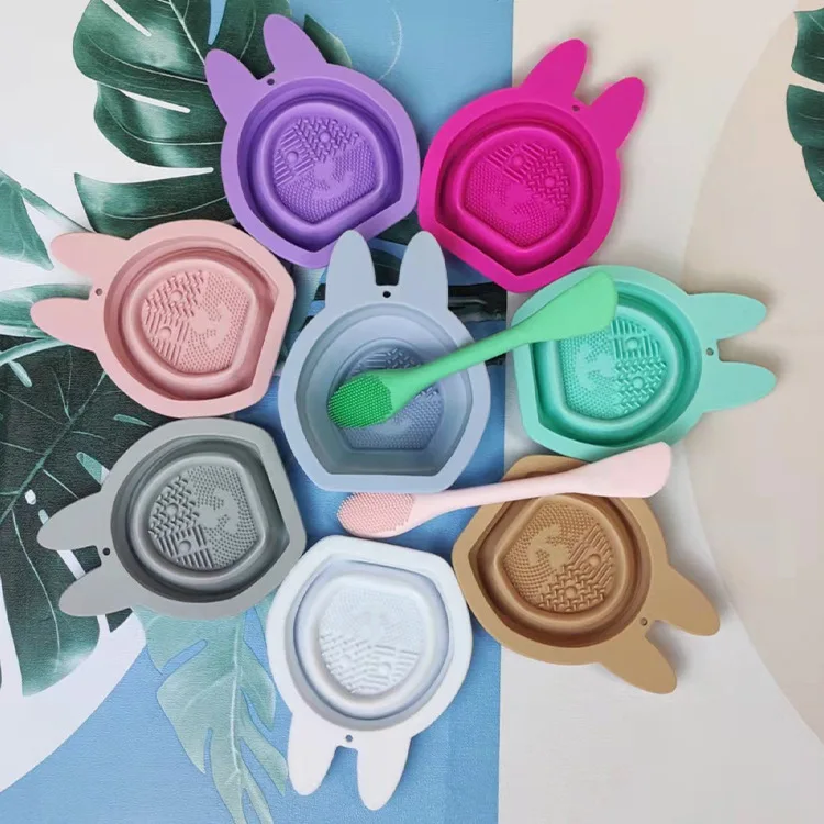 

Silicone wash bowl Rabbit Shape Silicone Folding Scrub Pad Silicone Folding Mask Bowl