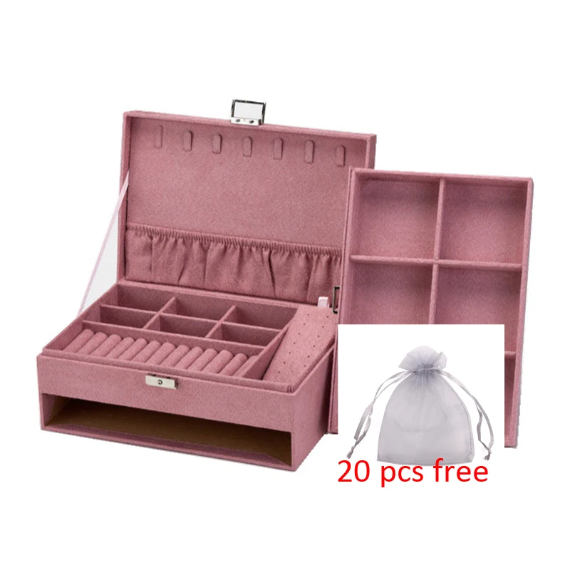 

Korean Velvet Dark Green Jewelry Box Necklace Storage Holder Flannel Gift Packaging Casket