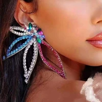 40hot 1 pair shining rhinestones piercing stud earrings exaggerated flower shape lady earrings jewelry accessories