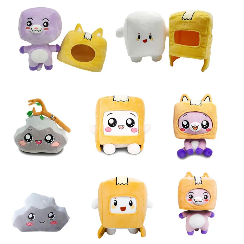 

3pcs Set Lankybox Plush Toys Cute Cartoon Foxy Boxy Rocky Plushies Removable Cap Stuffed Dolls Kids Children Adults Toys Collect
