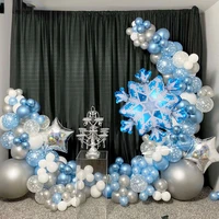 132pcs snowflake balloon garland arch kit birthday party ice snow queen metal balloon baby shower decoration christmas globos