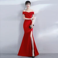 8642 womens evening dress elegant long one shoulder fishtail dress host dress long dress