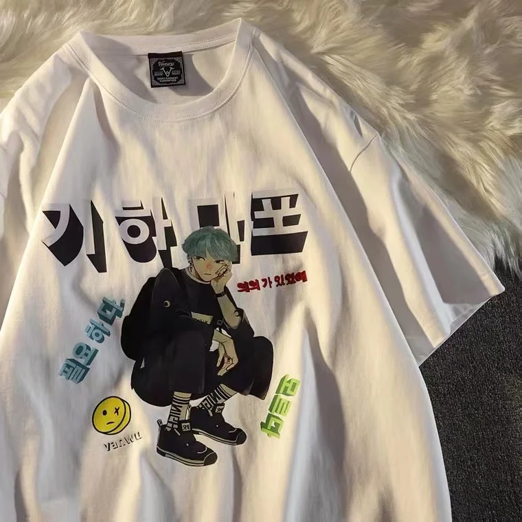 

Hip Hop Streetwear Harajuku T Shirt Men Women Japanese Kanji Print Tshirt Summer Short Sleeve Oversized T-Shirt Loose Tops Tees