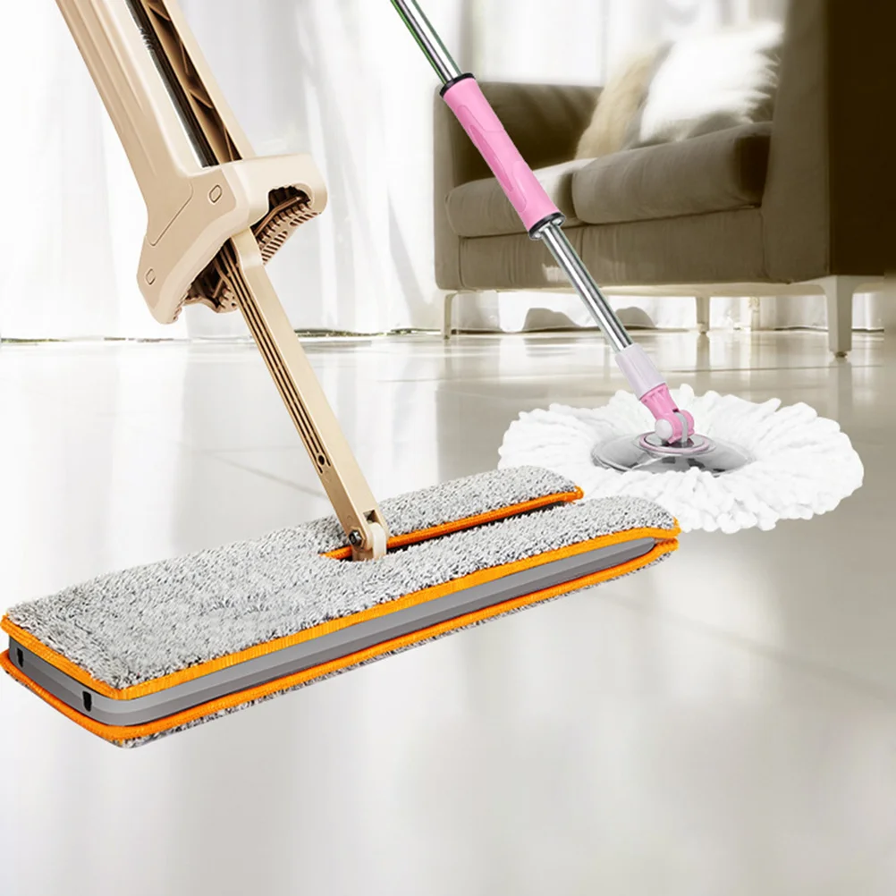 

Floor Mop Double Sided Non Hand Washing Flat Mops Wooden Dust Push Mop Home Cleaning Tools(Khaki)