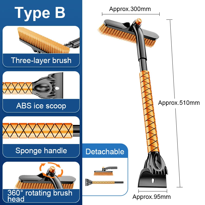 Автомобильная лопата для снега, щетка для снятия зимнего льда, скребок для автомобиля, Выдвижной Инструмент для снега, аксессуары для мытья