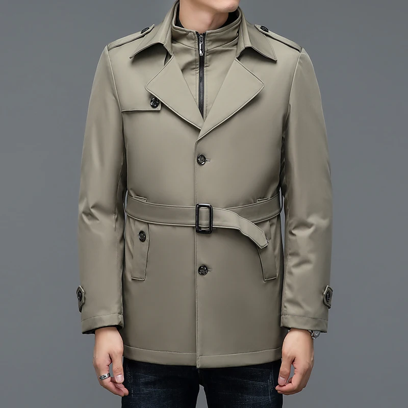 England Style Men Winter Puffer Parkas Khaki Black Thick Thernal Puff Overcoats Quilted Lining Detachable Basic Coat Male Jacket