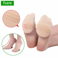 tcare 1 pair breathable womens invisible toe cover with padding toe topper liner socks non skid bottom for high heels cushions