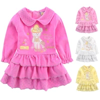 2022 little q velour baby dress girls party lovely dresses long sleeve autumn and spring children peter pan collar clothes