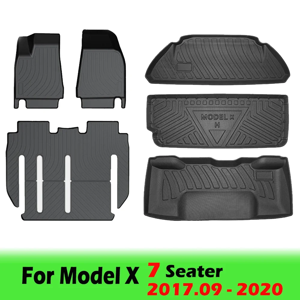 

Коврики BEVO для Tesla Model X 5 6 7-местные 2024 2023-2016, всепогодные водонепроницаемые коврики для багажника, вкладыши, аксессуары