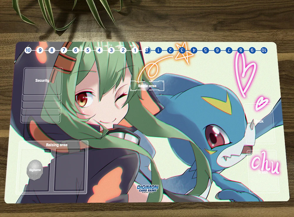 

Digimon Playmat Shinomiya Rina & Veemon Trading Card Game Mat DTCG CCG Mat Mouse Pad Desk Pad TCG Play Mat Mousepad Free Bag