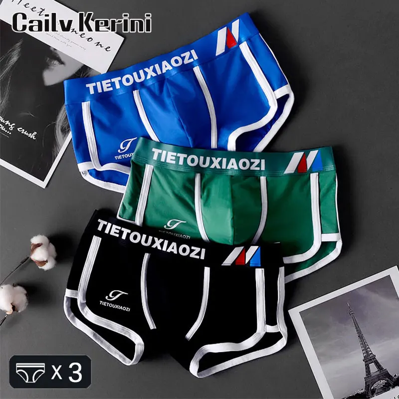 

Cailv Kerini 3Pcs/Lot Mens Boxer Shorts Fashion Cotton Underwear Boxers Summer Mid Waist Underpants Breathable Mans Panties