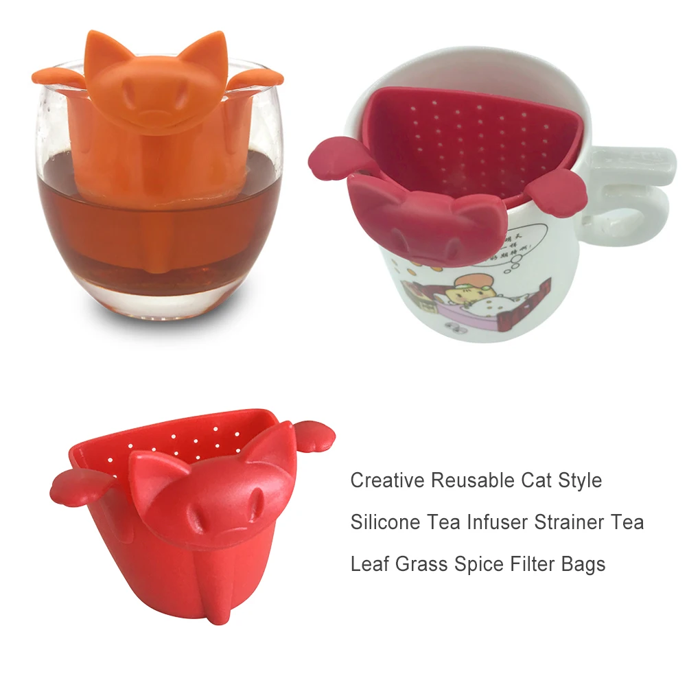 

Creatively Reusable Cat-shaped Tea Infuser Strainer Cute Special Design Mug Strainers Hanging Household Kitchenware