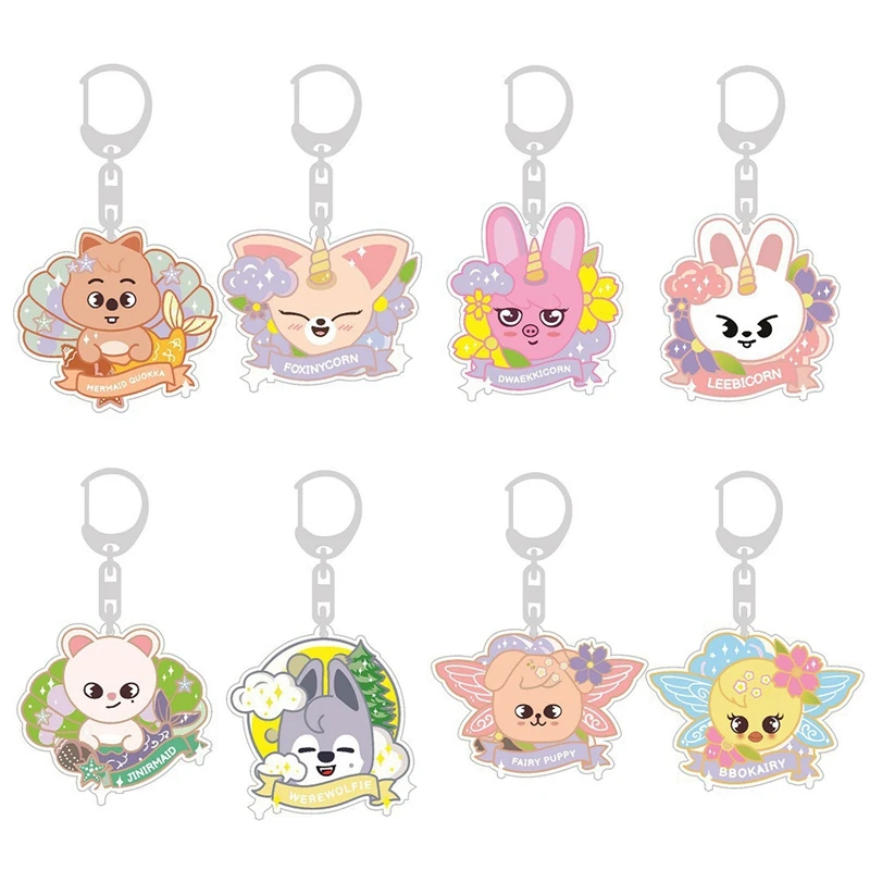

KPOP Stray Kids Cartoon Keychain Jewelry Pendant Backpack Decorative Accessories Cosplay Gift for Fans Collection Gift