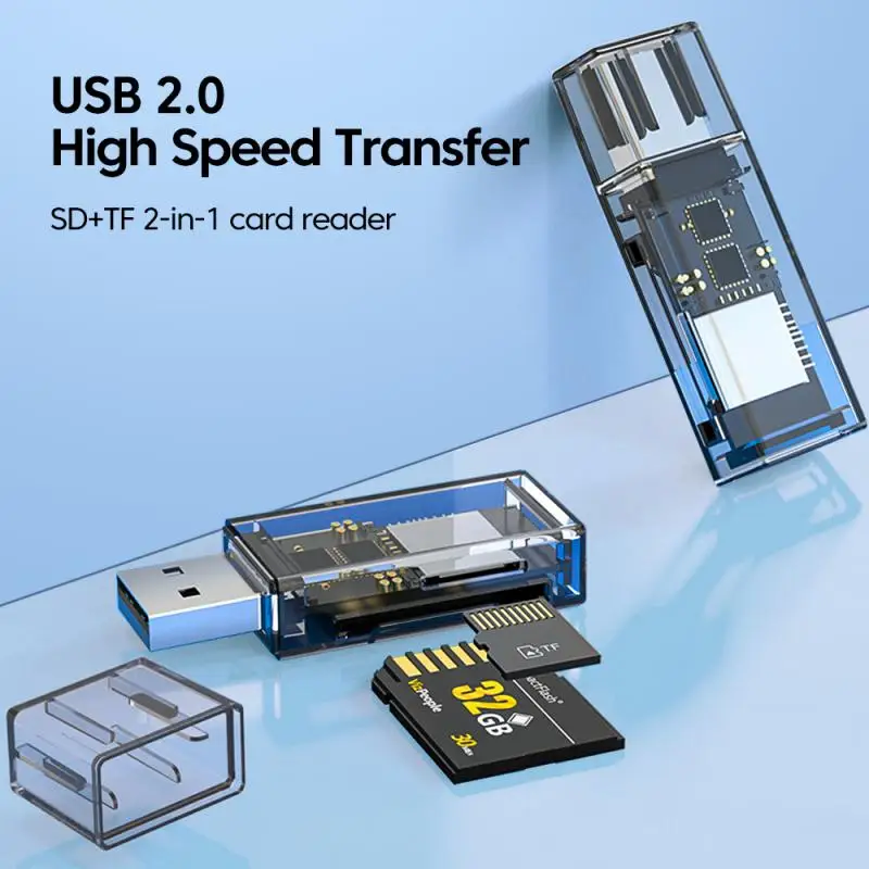 

Transparent USB Type-C SD Mini TF Card Reader Dual Card Reader Smart Cardreader For Cellphone SD Card Adapter Laptop Accessories
