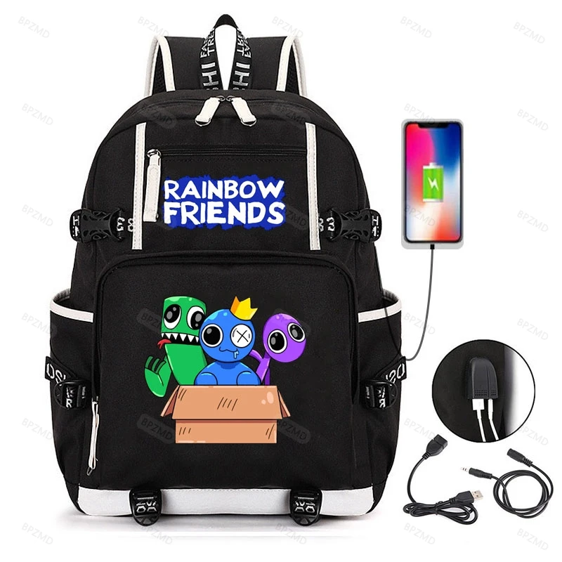 

Game Cosplay Rainbow Friends Backpack Boys Girls Student School Backpack Shoulder Bags Teentage Usb Charging Travel Rucksack