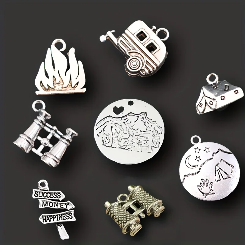 

8pcs Silver Color Mixed Camping Style Tent Mountain Campfire Barbecue Pendants DIY Charm Jewelry Handmade Metal Accessories P570