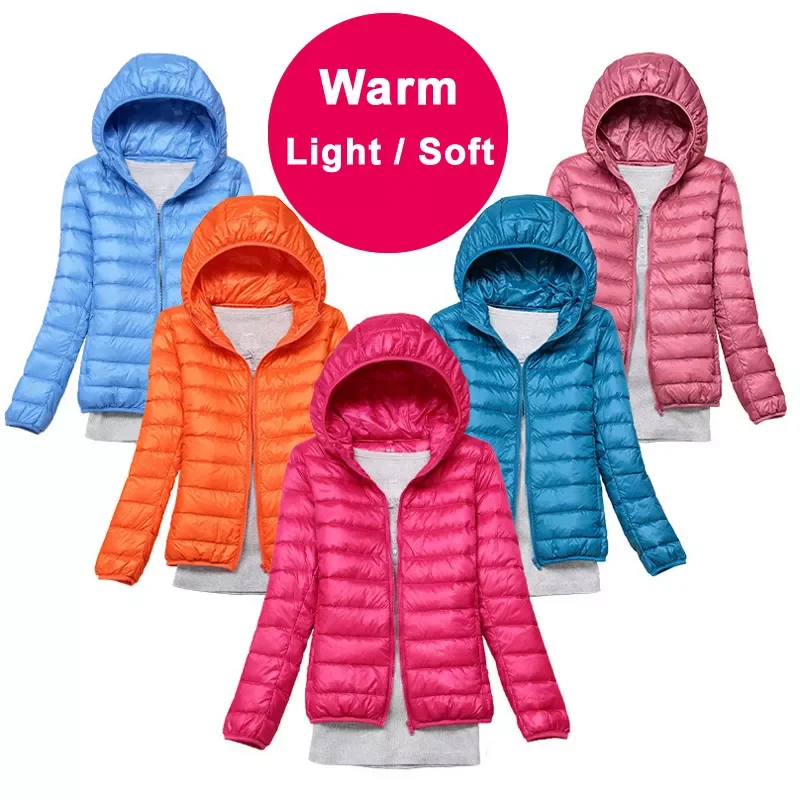 New2022 winter coat Ultra Light Down Jacket White Duck Down Jacket Long Sleeve Warm Coat Parka Female Solid Portable Outwear