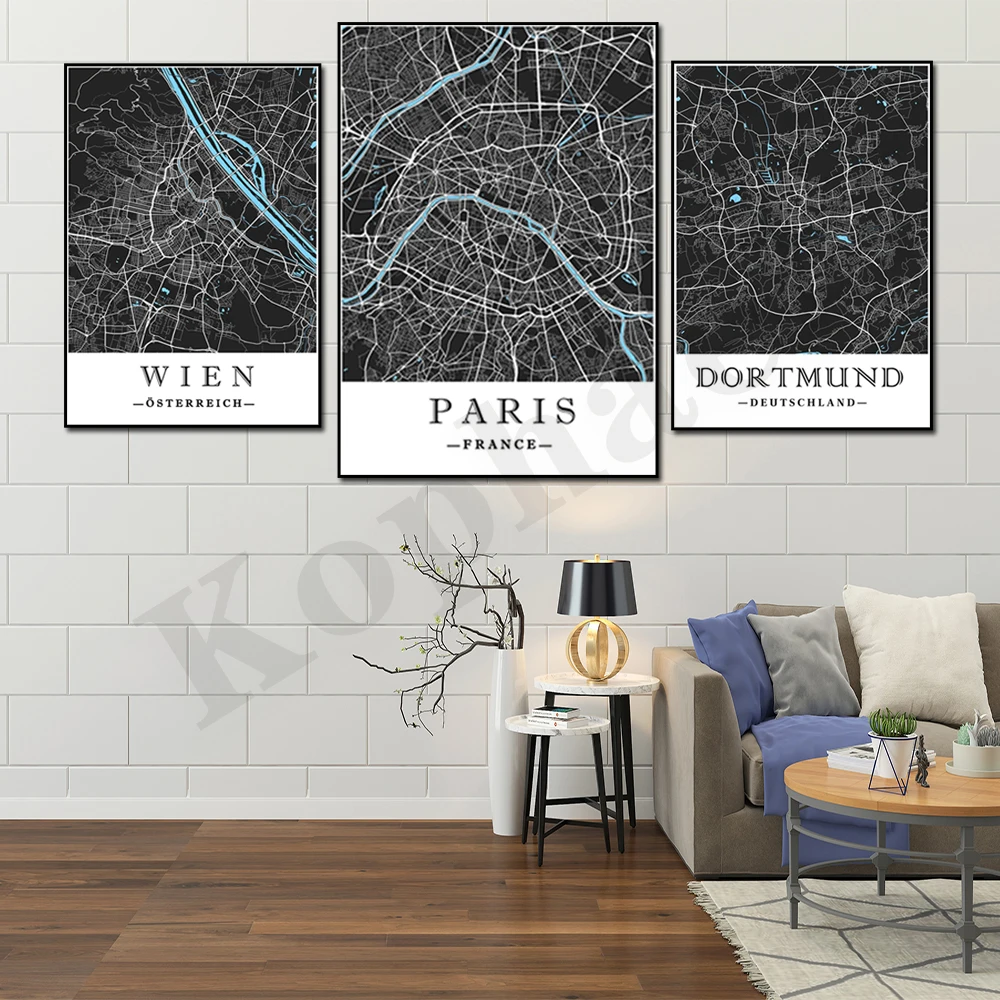 

Настенный плакат с цветной картой города Ганновера, гарнитуры, Парижа, вены, Дортмунд, Бонн, нормберга, одеколона