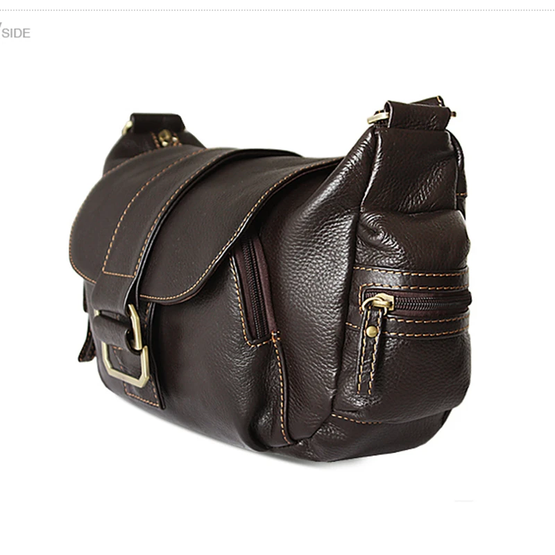 First Layer Genuine Leather Women's Messenger Bag High Quality Designer Fashion Crossbody Bag For Female Casual Sling Bag Brown