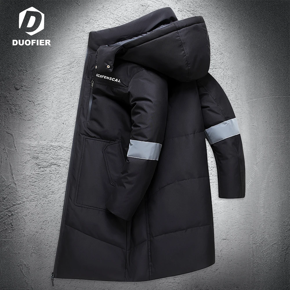 Новинка, зимний пуховик для мужчин, роскошная мужская куртка-пуховик, Толстая теплая куртка средней длины с капюшоном и вышивкой, мужская куртка, одежда для пары