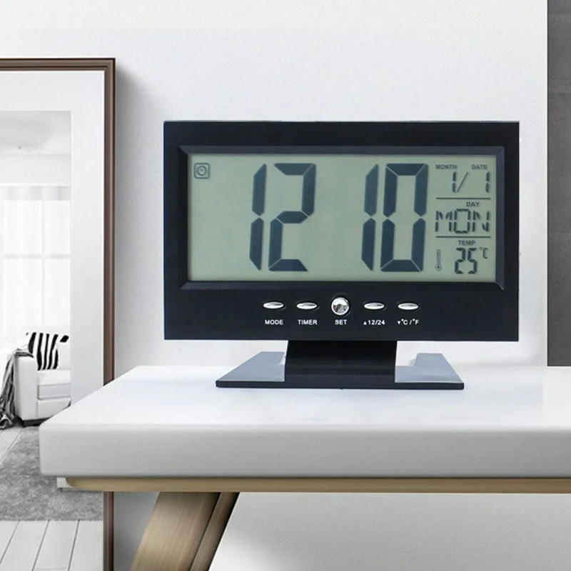 

Креативные электронные настольные часы, ЖК цифровые часы с календарем и днем, Большие буквы, год/месяц/неделя/день, будильник, часы, украшение для стола