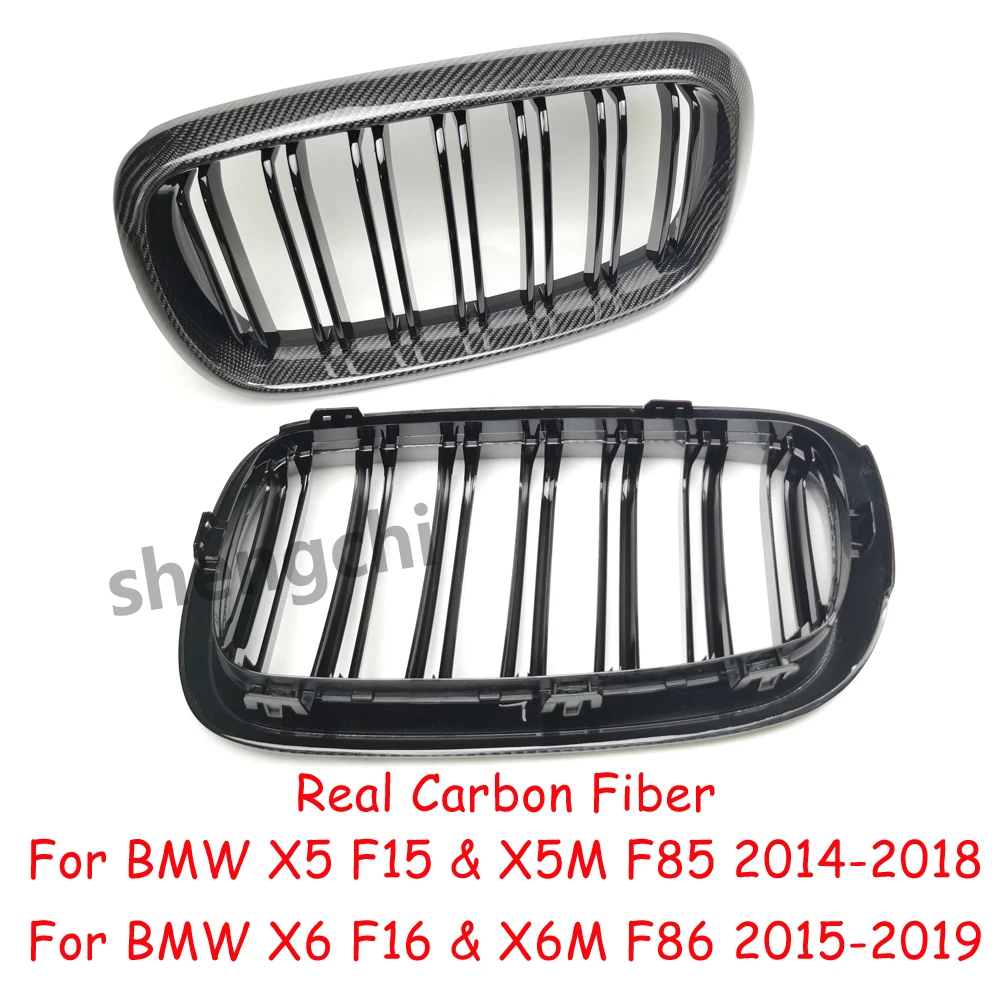 Фото Передняя решетка радиатора из карбона ABS для BMW X5 F15 X6 F16 xDrive40i xDrive50i xDrive25d, 2015-2019 гг. №2