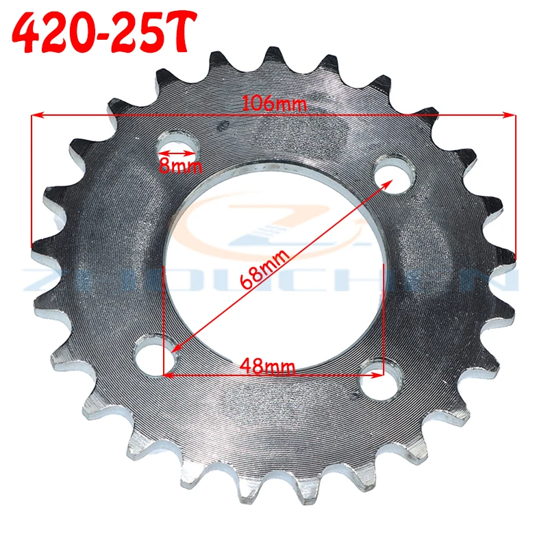 420 25T 48MM motorcycle chain sprocket rear rear sprocket gear suitable for 420 chain 110cc 125cc 140cc Dirt Pit Bike Go-kart
