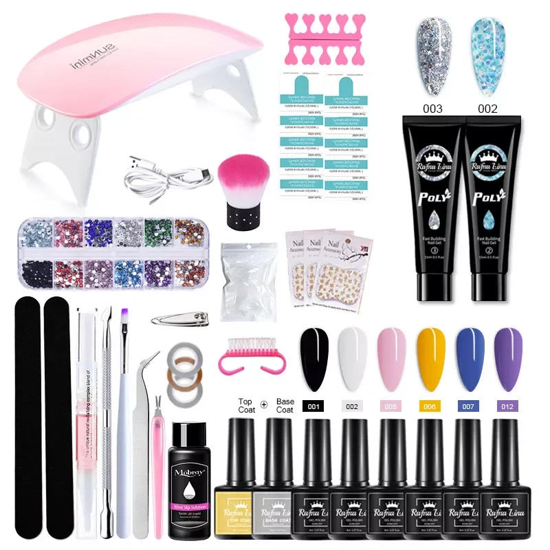 

Lina Poly Nail Gel Kit Professional Nail Set With UV Lamp Acrylic Extension Gel Nail Polish All For Manicure Gel Tools Set