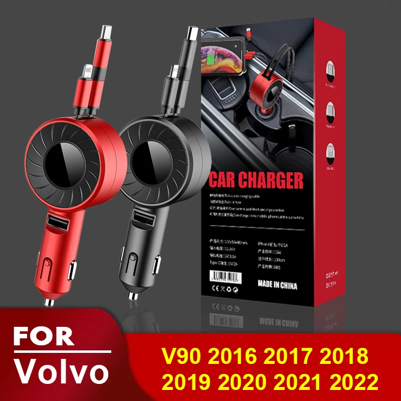 

USB Type C Car Charger for iPhone Android HUAWEI HONOR Xiaomi POCO X3 Redmi Samsung Galaxy Realme OPPO for Volvo V90 2016-2022